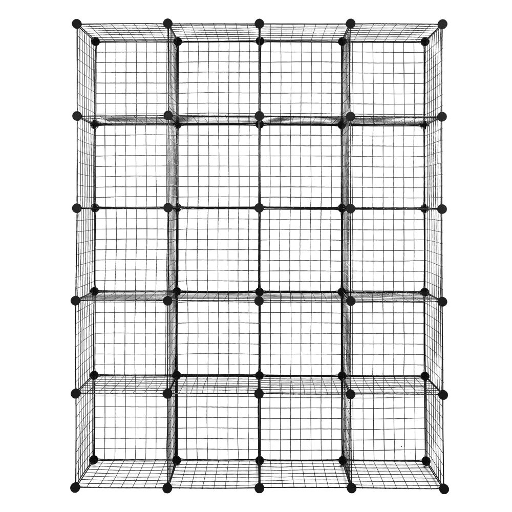 20-Cube Metal Grid Storage Bookshelf Organizer-DIY Shelves-Closet Wire Book Shelf Bookcase Shelving for Bedroom Office |