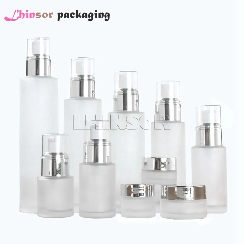 Матовые стеклянные флаконы с распылителем для лосьона 5 шт./Лот флакон помпой