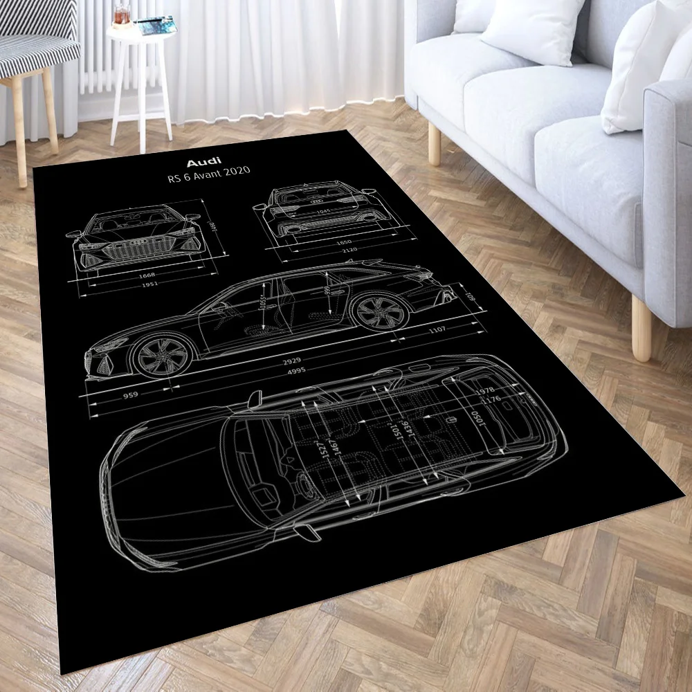 Противоскользящие плюшевые напольные коврики для спальни с 3D принтом Audi RS 6 Avant 2020