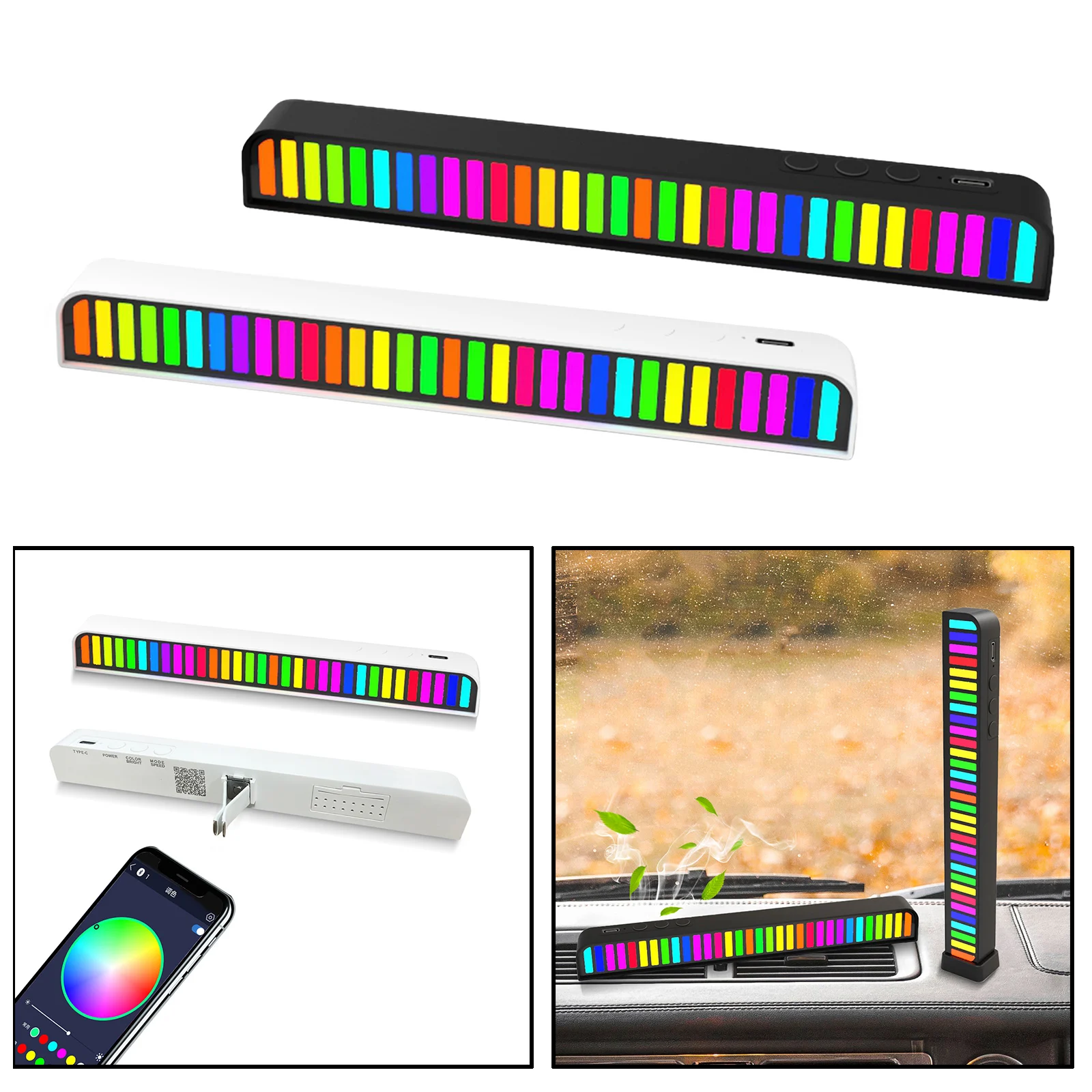 

Автомобильный RGB-светильник с голосовой активацией, 32 светодиодный, 18 цветов
