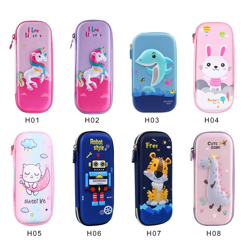

3D Cartoon Pencil Cases EVA Cute Unicorn Astronaut Robot Pen Box Bag School Office Stationary Supplies for Kids Students Teens