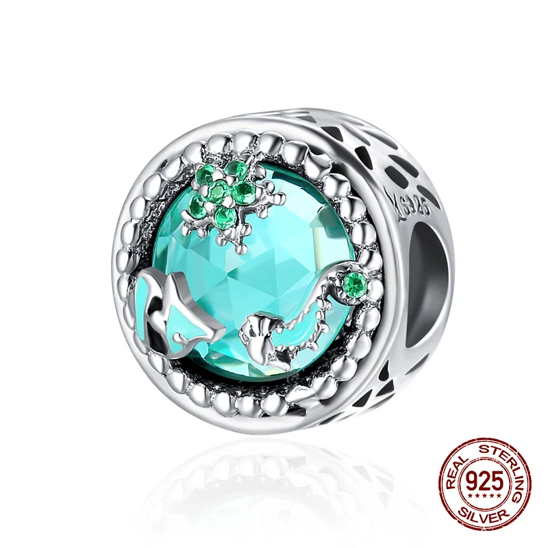 Подлинное серебро 925 пробы звездное небо хрустальные бусины подходящий браслет