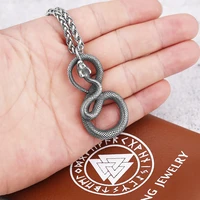 fashion retro ladies men snake shaped stainless steel pendant necklace jewelry sweater chain gifts wholesale