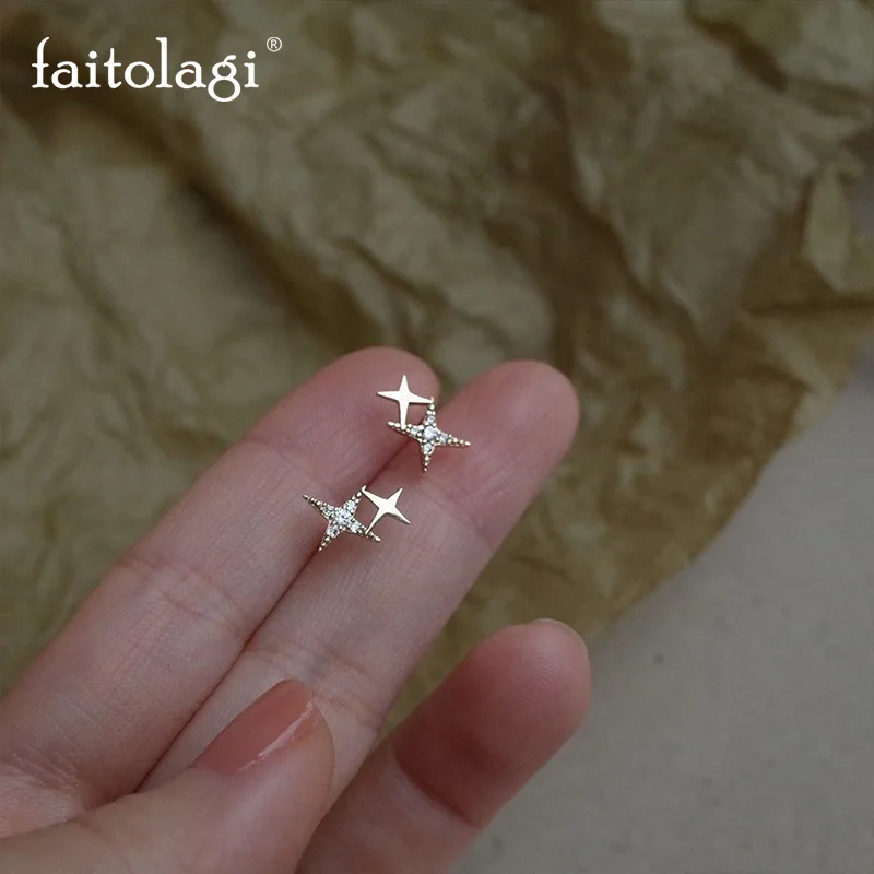

Elegant Star Stud Earring For Women Cute Shiny Zircon Girls Ear Studs Sweet Minimalism Gold Color Earrings Fashion Jewelry 2021