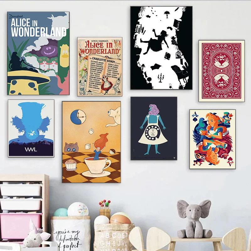 

Disney Anime Alice In Wonderland Anime Posters Canvas Painting Posters and Prints Wall Art Pictures for Living Room Decoration