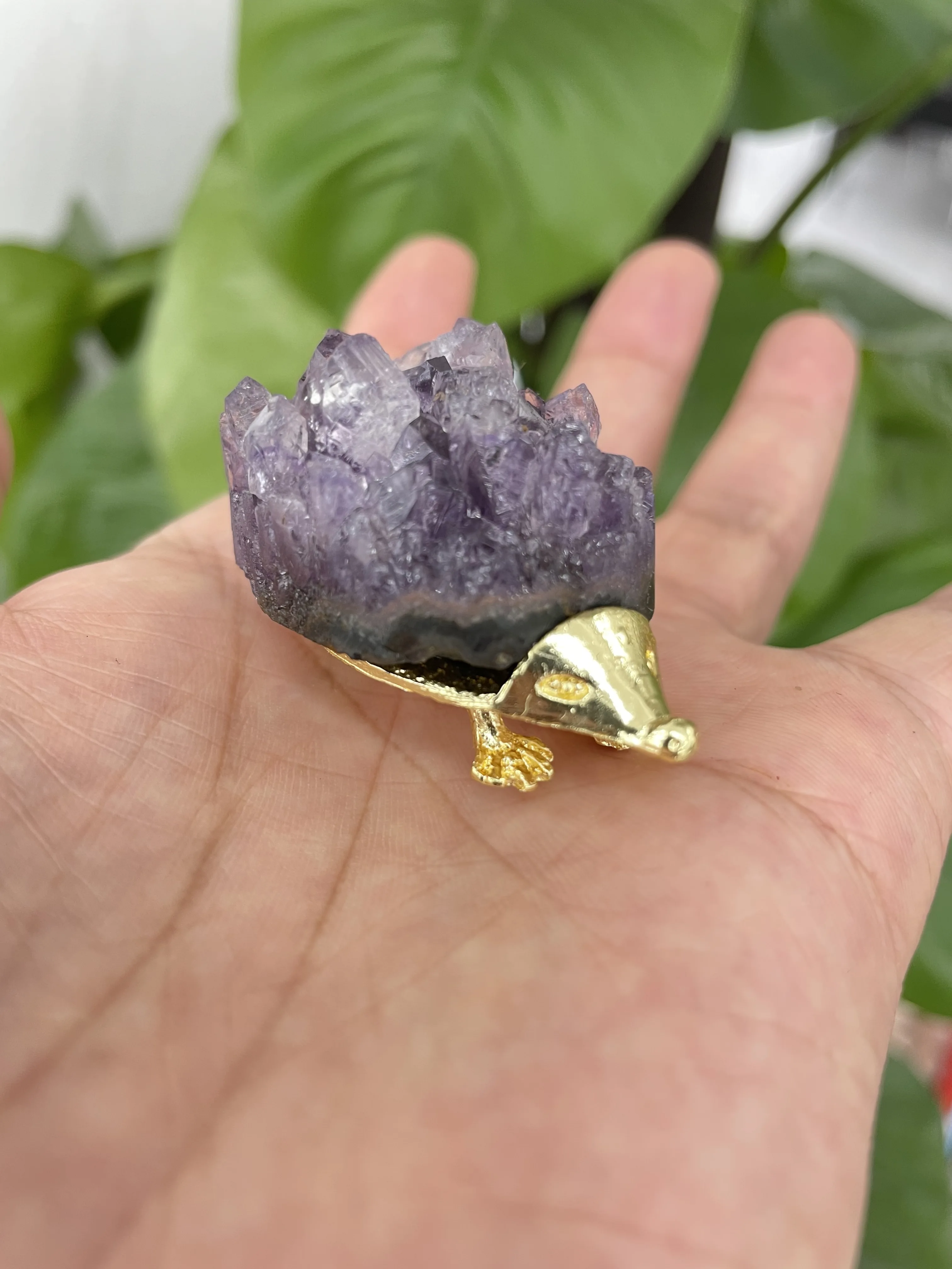 

Beautiful natural amethyst hedgehog crystal sapphire flower metaphysical healing raw stone decoration