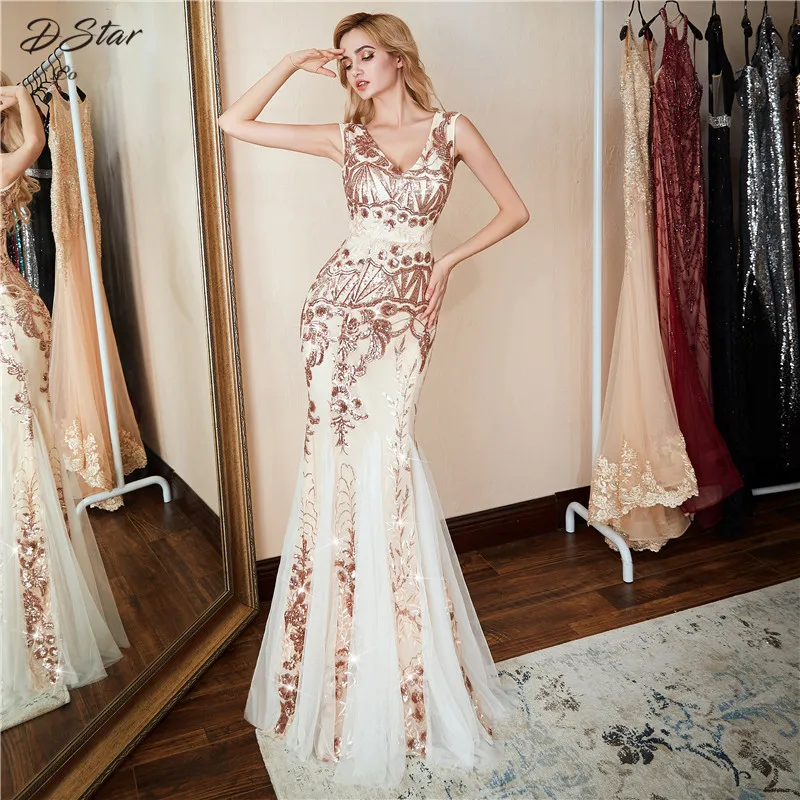 Элегантное платье Русалочки с золотыми цветами и пайетками vestido de festa сексуальное