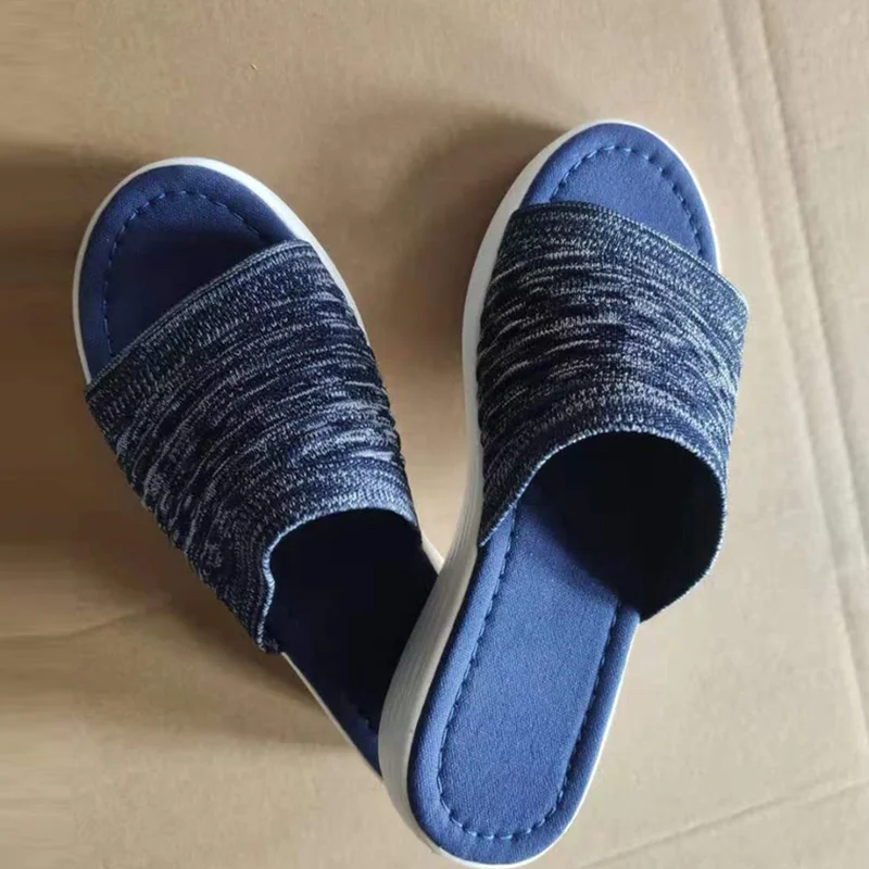 

Summer Women's Shoes Ladies Platform Wedges Sandals Slippers 2021 Female Fashion Comfortable Beach Shoes Knitted Plus Size Shoe