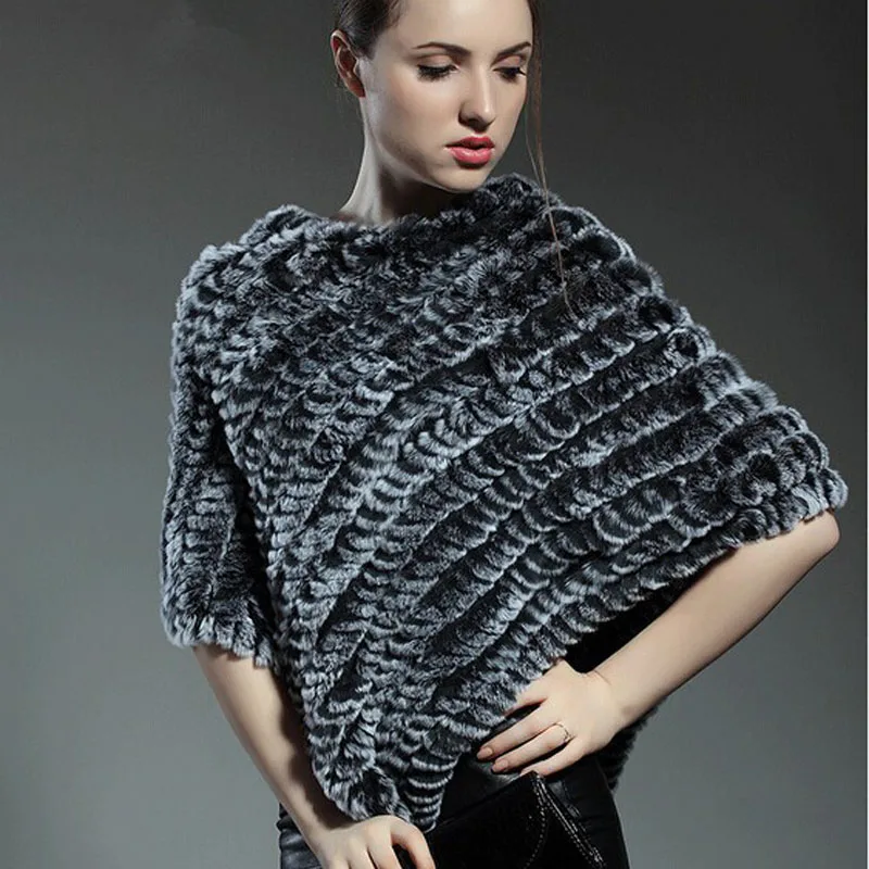 Оптовая продажа Женская Вязаная Шаль из натурального кроличьего меха модное