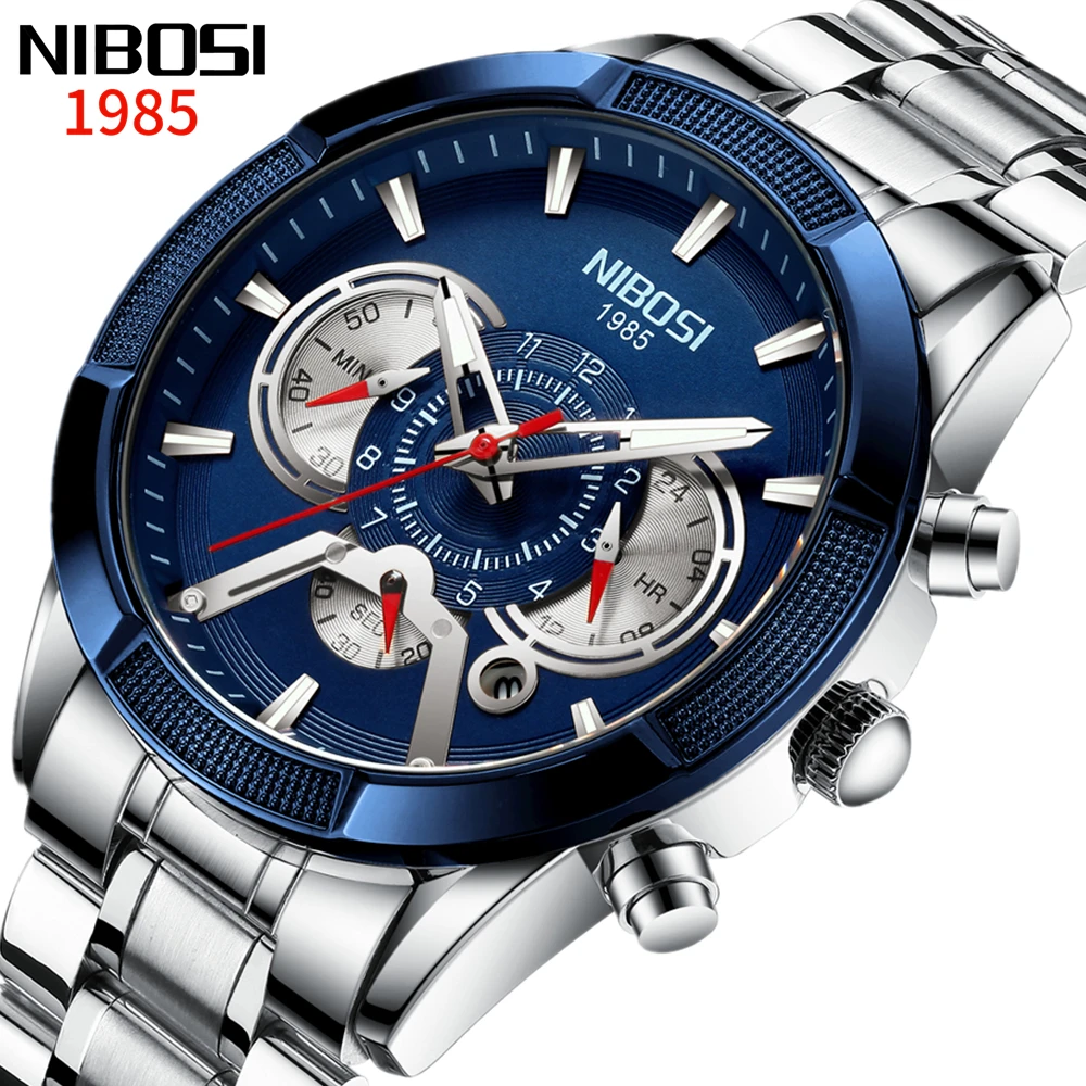 Relogio Masculino NIBOSI Мужские часы Роскошные с большим циферблатом автоматические