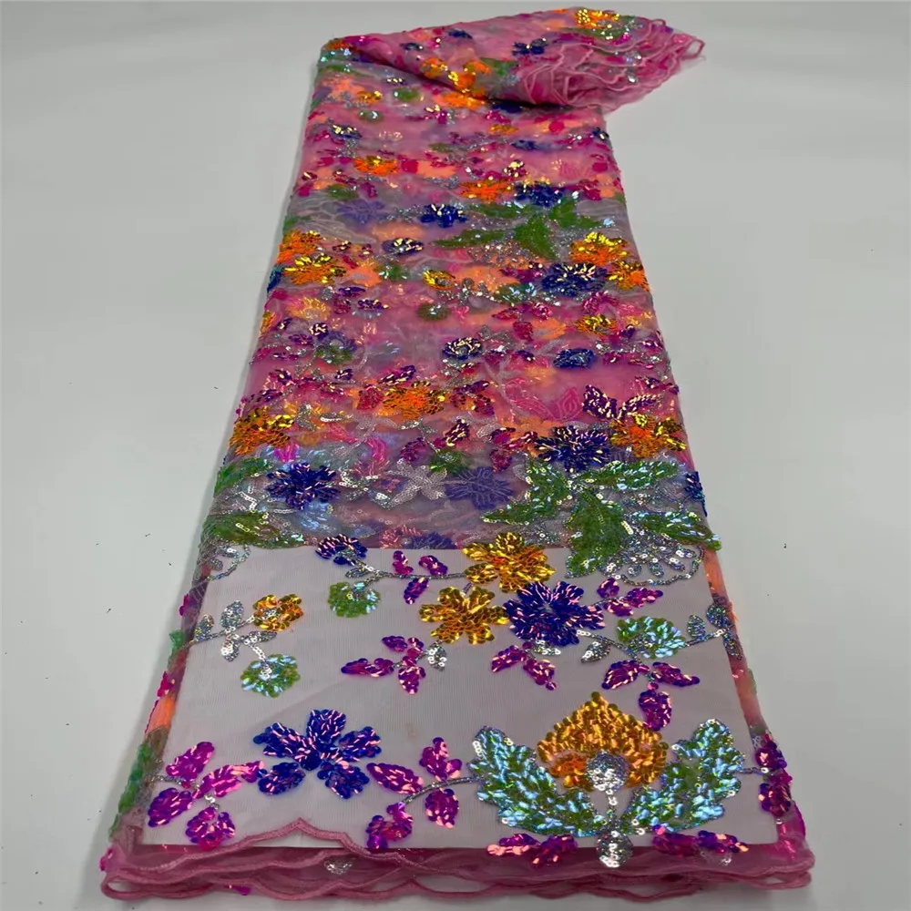 

Madison African Mesh Net Lace Fabric with Sequins High Quality Sequin Lace Fabric for Sewing Sequence Laces Fabrics