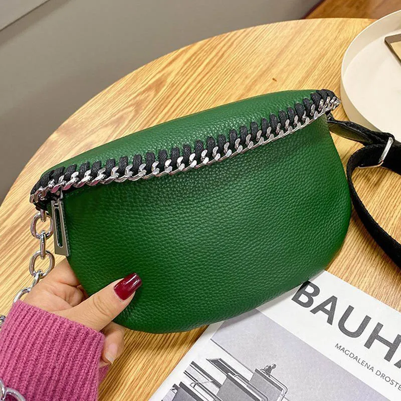 

Поясная сумка с высоким козырьком для женщин, нагрудная Сумочка через плечо, модная забавная бананка на цепочке, роскошные кожаные мешки на ...