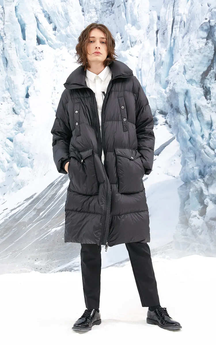 JackJones зимний мужской теплый длинный вертикальный воротник средней длины пальто пуховик | 218412553