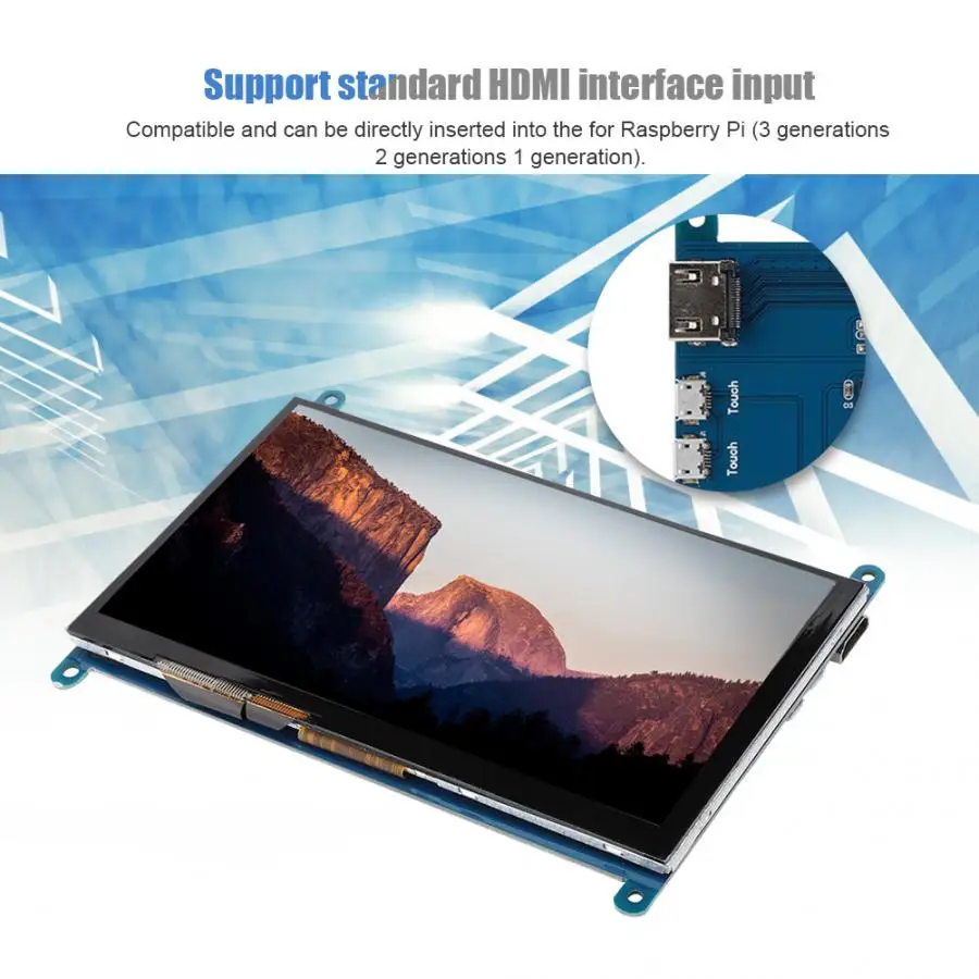 7 Inch LCD HDMI Touch Screen 1024x600 Ultra HD Display Screen Capacitive Touch Screen for Raspberry Pi
