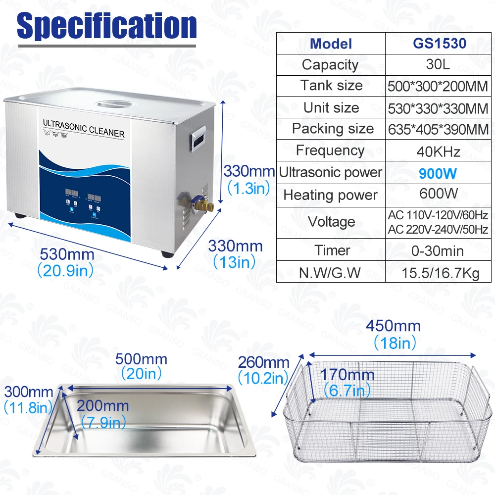 Цифровой ультразвуковой очиститель Orginal 30L 7Gal 720W Ультразвуковая шайба бак
