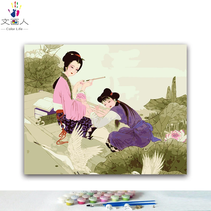 DIY colorings pictures by numbers with As a female picture drawing Relief painting framed Home | Дом и сад