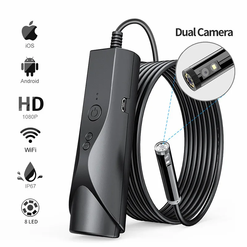 2021 новейшая Wi Fi эндоскопическая камера 1080P HD 8 мм объектив IP67 двойная Светодиодная