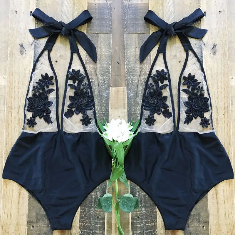 2017 новинка Женский цельный купальник прозрачный винтажный с принтом пляжная