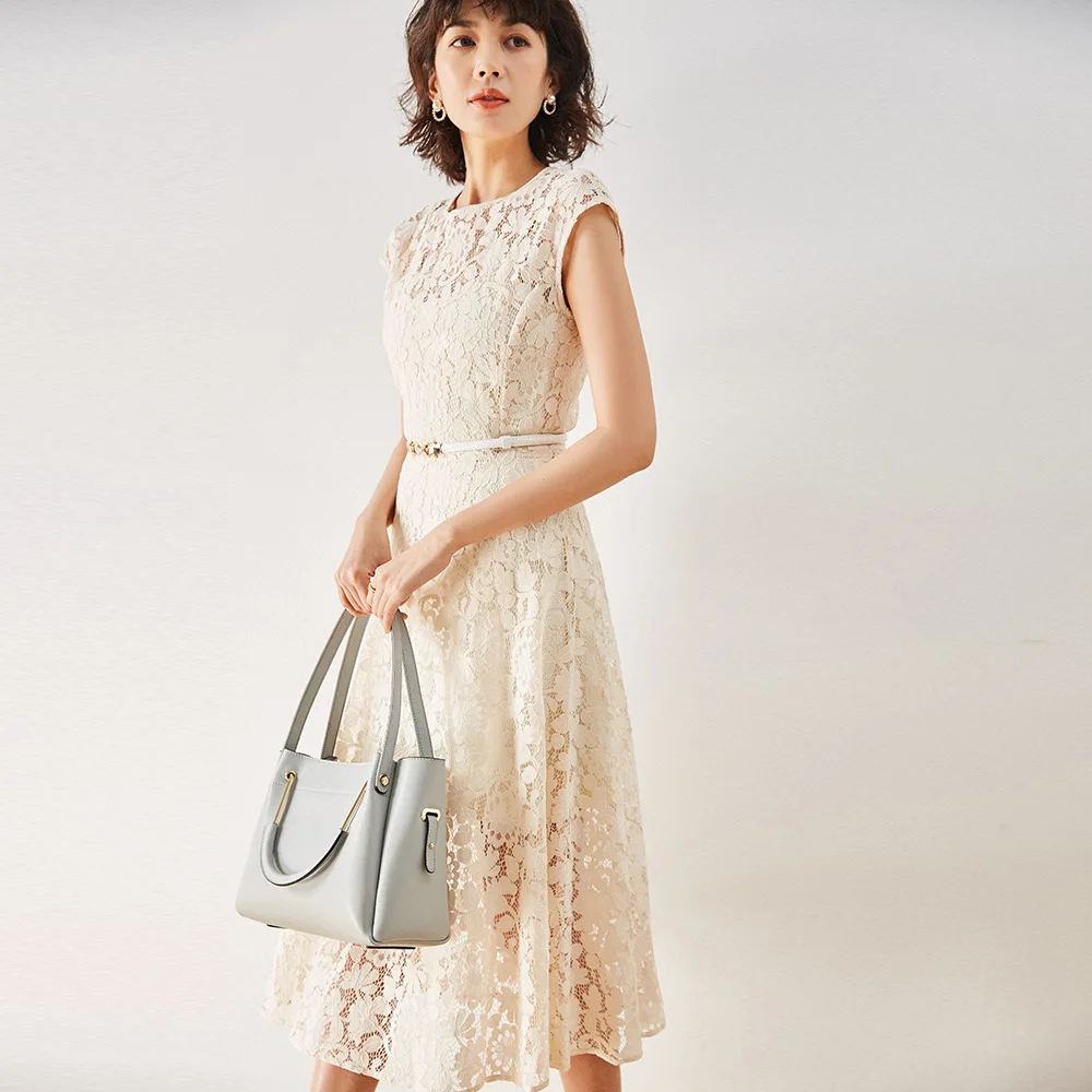 

2021 summer new elegant Celebrity Slim long French waist lace dress 2219