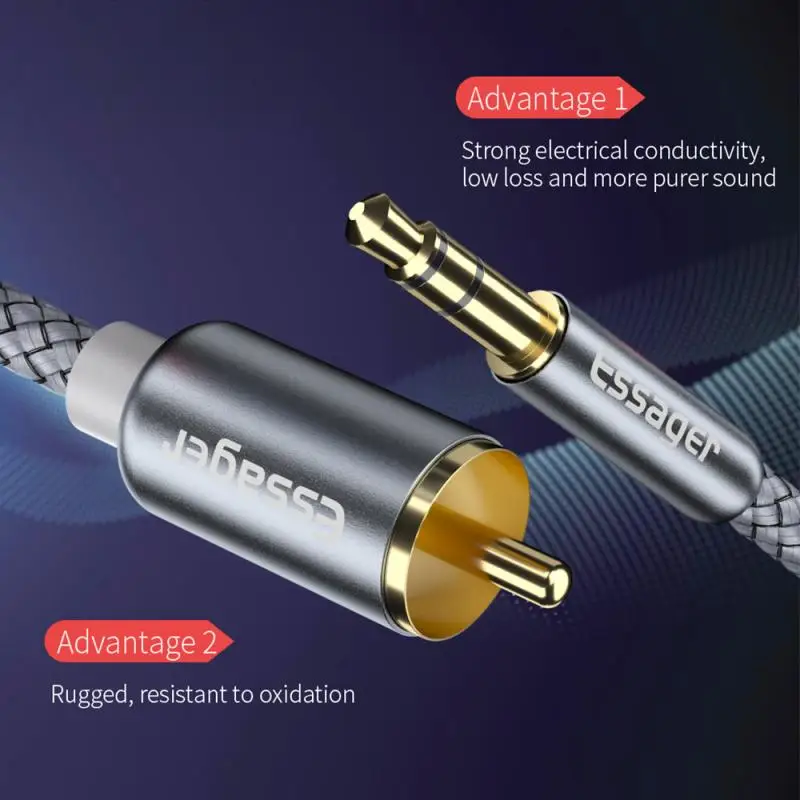 Аудиокабели Essager RCA аудиокабель с разъемом 3 5 на 2 штекер мм зеркальный кабель для