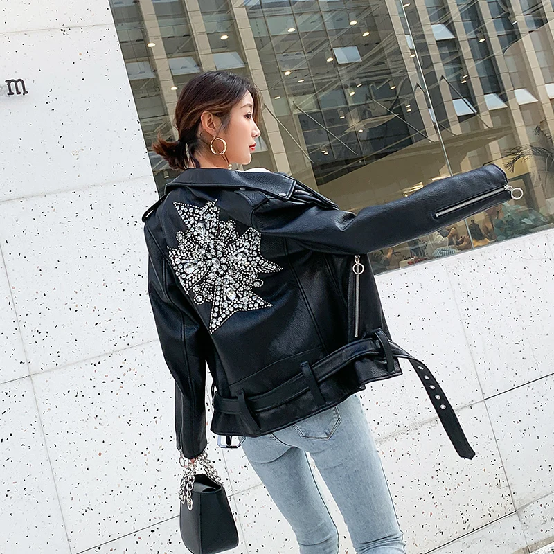 Женские пальто из 100% натуральной овечьей кожи модные мотоциклетные куртки 2019 с