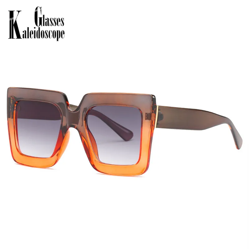 Новинка 2020 Квадратные Солнцезащитные очки Двухцветные прозрачные
