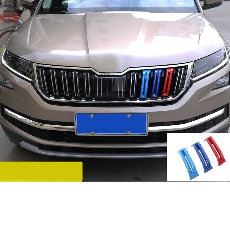Lsrtw2017 Abs автомобильный передний гриль средняя сетка планки автомобиля Стайлинг для Skoda Kodiaq Gt интерьерные молдинги аксессуары - Название цвета: driver 3 pcs 1