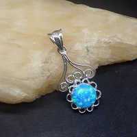 gemstonefactory jewelry big promotion 925 silver delicate fashion blue opal women ladies mom gifts necklace pendant 20213852