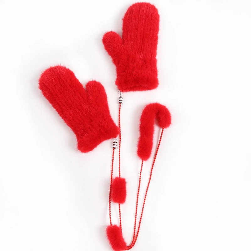 

lovely knitted women real ladies genuine mink fur Gloves