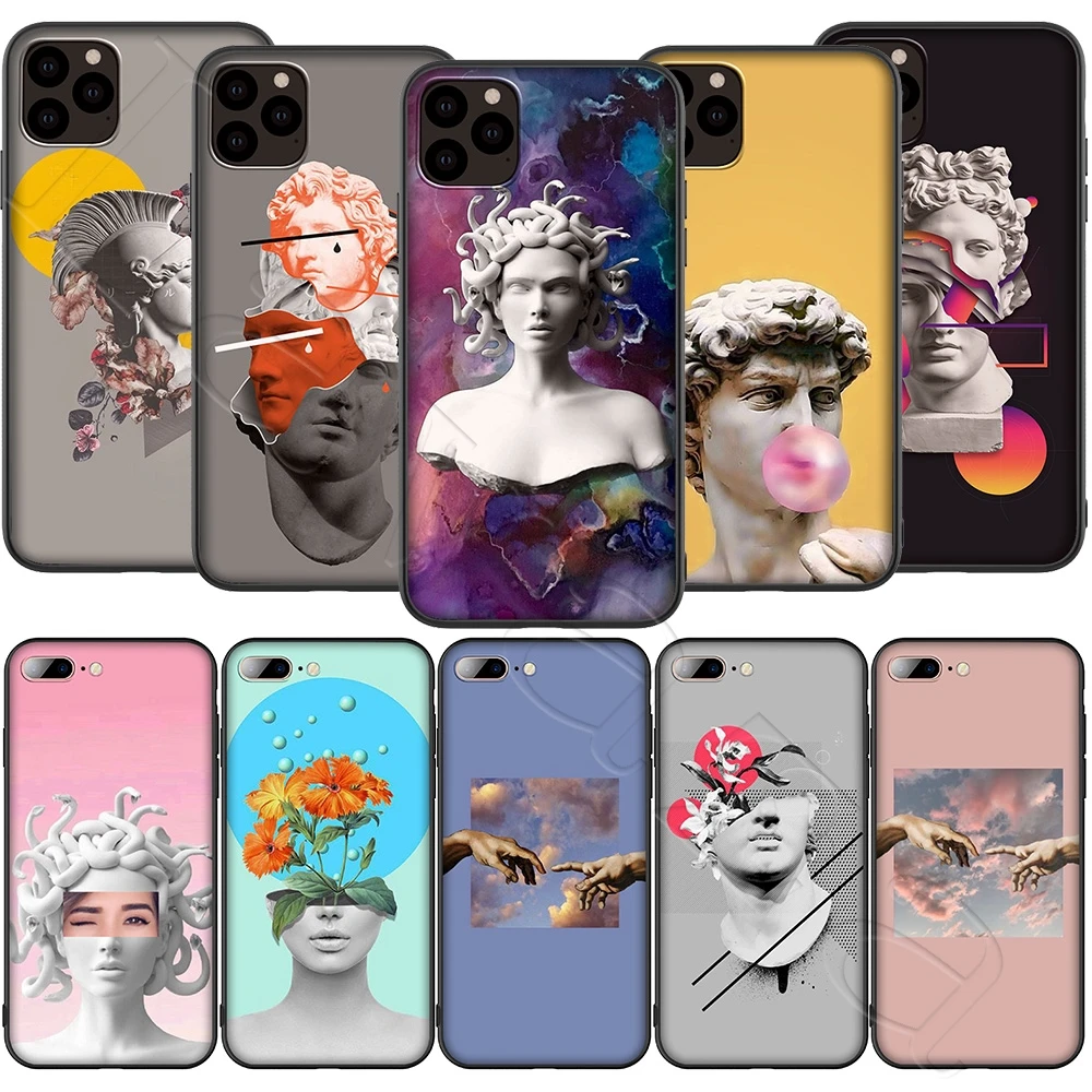 Силиконовый мягкий чехол Lavaza с изображением статуи Микеланджело для iPhone 12 Mini 11 Pro