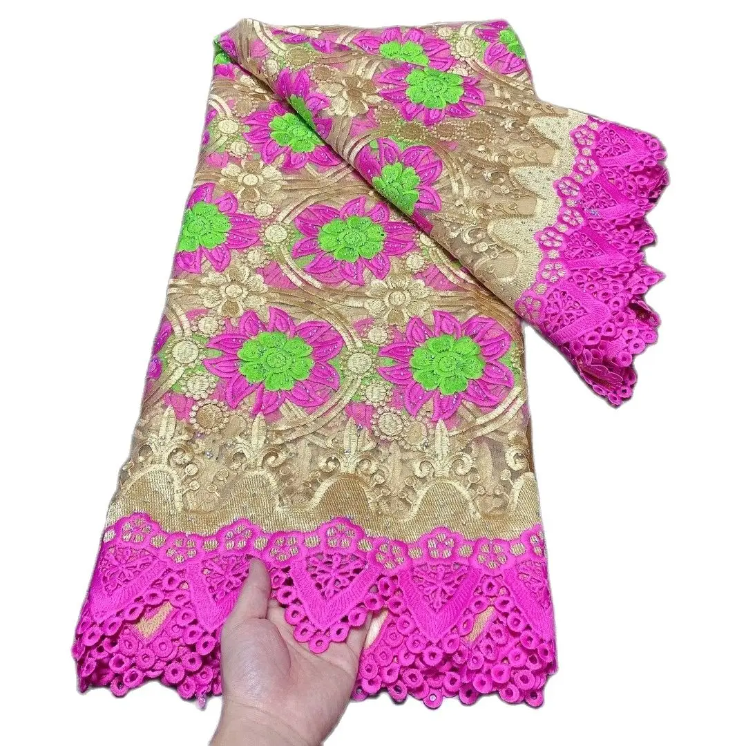 

African Mesh Lace Guipure 2022 High Quality Nigerian Cord Fabrics Water Soluble Material Noble And Elegant Silk For Bride Dress