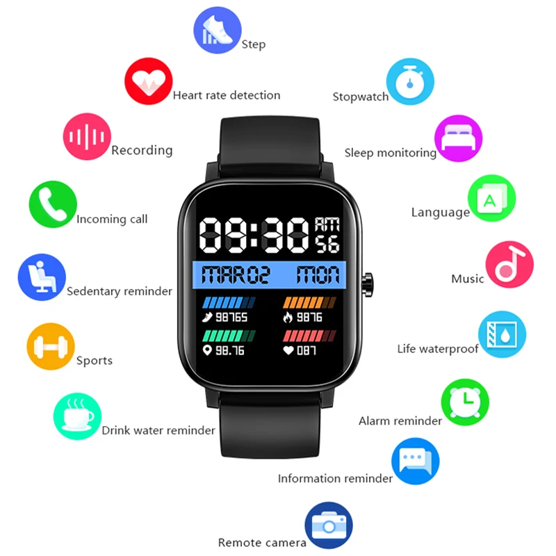 

Smart Watch Men Make Answer Call Full Touch Custom Dial Call Fitness Tracker IP67 Waterproof Heart Rate Monitor Digital Watch
