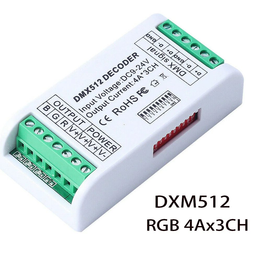 Новый Светодиодные ленты контроллер по протоколу DMX 512 декодер led RGB 3CH RGBW 4CH