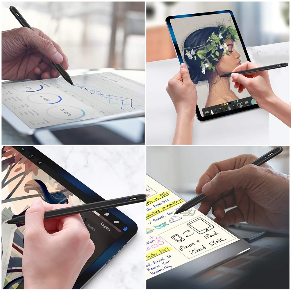 Портативный алюминиевый + POM перезаряжаемый стилус для письма с сенсорным