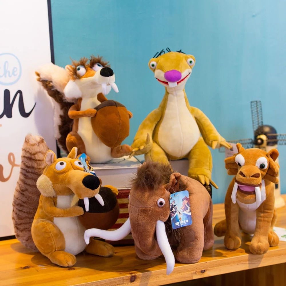 

Набивные животные Ice Age набор из 5 шерстяных Мамонтов белка Ленивец саблезубый тигр бутик набивные животные подарок