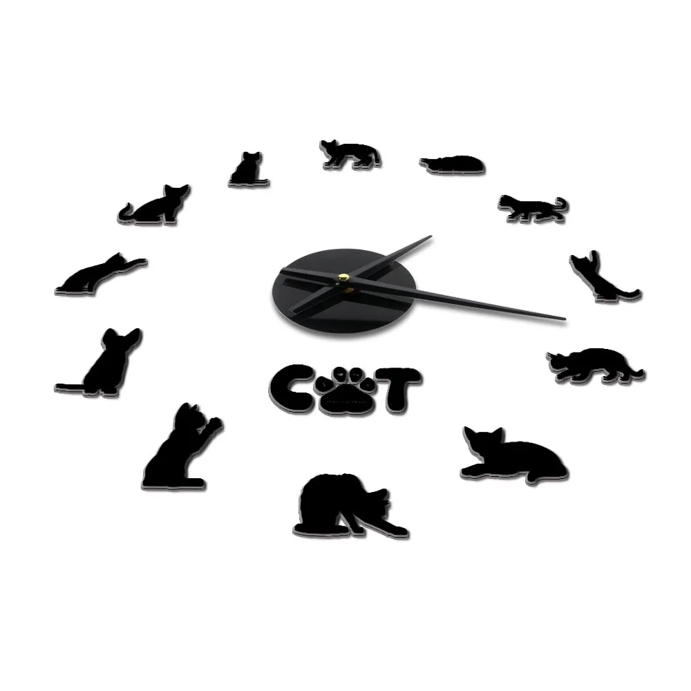 Большие настенные часы Devon Rex Cat 3D акриловые с зеркальным эффектом изображением