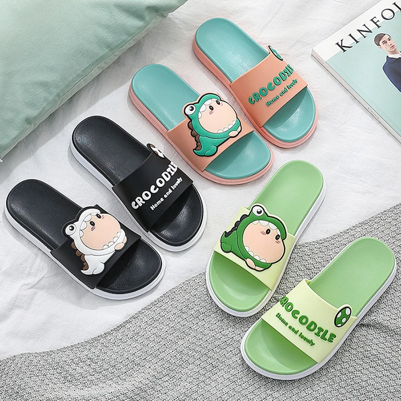 

Summer Slippers Women Cute Animal Floor Flat Shoes Indoor Flip Flops Non-Slip couple Bathroom Home Slippers Female Beach Shoe