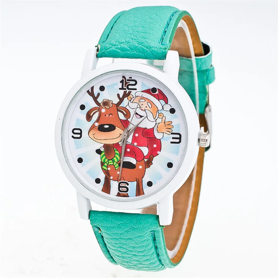 TTLIFE новые рождественские украшения для пожилых людей с кожаным ремешком аналоговые кварцевые часы Vogue рождественские украшения Navidad Envio - Цвет: A001 Mint color