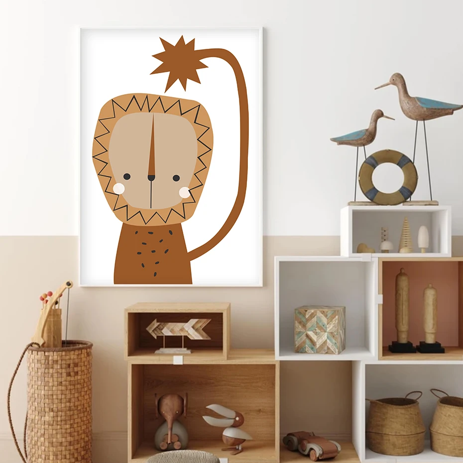 Абстрактная Радуга Лев солнце в стиле бохо детская Картина на холсте постеры и