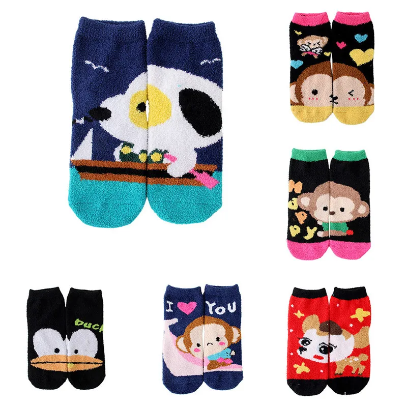 Женские носки милые осенне зимние женские с рисунками животных панды медведя