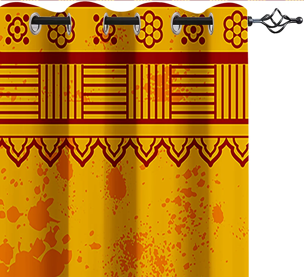 

Orange Eye Pattern Printed Perforated Blackout Curtains for Living Room Bedroom Curtains Blackout 90% Machine Washable