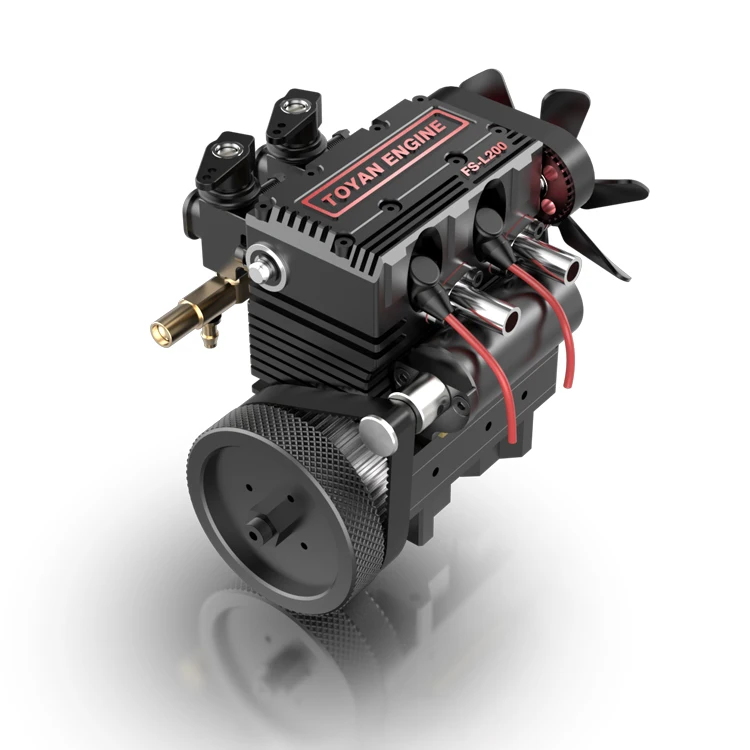 TOYAN FS-L200 All-metal mini engine Two-Cylinder Four-Stroke Methanol RC Engine for Boat Airplane Model model technology | Игрушки и