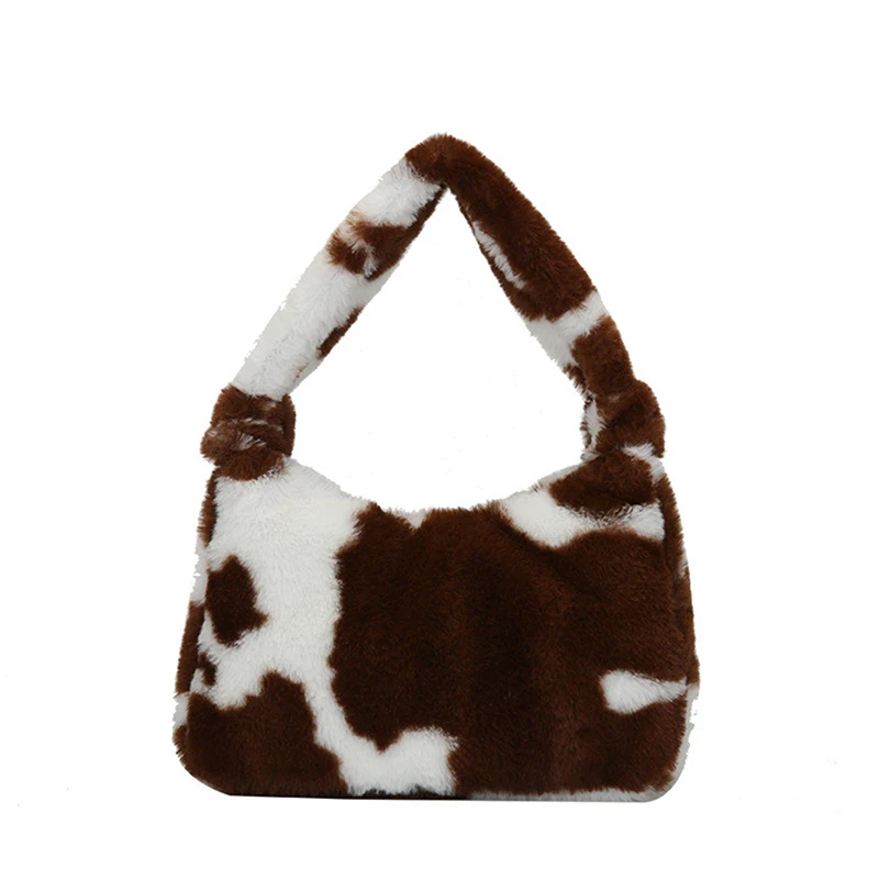 

Simple Plush Handbag New Cute Bags Fashion Shoulder Crossbody Bag Female Leopard Female Bag Messenger Bag Soft Warm Fur Bag