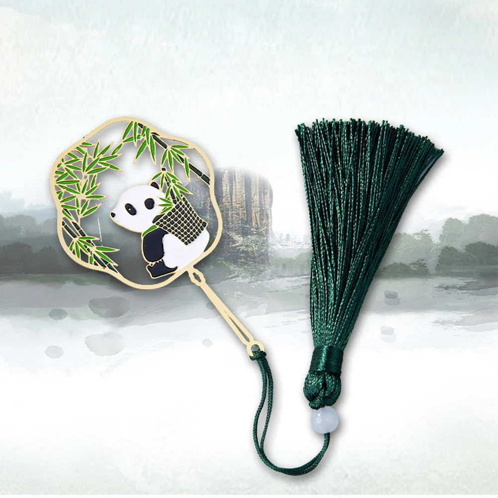 Золотая металлическая полая панда кисточка Закладка китайское национальное