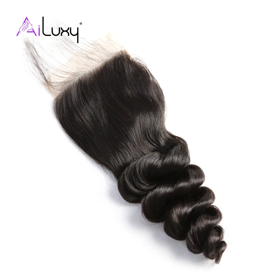 Ailuxy OneCut Hair Beauty 4x4 Brazilian Virgin Closure Loose Wave 8-20inches Preplucked Nature hairline | Шиньоны и парики