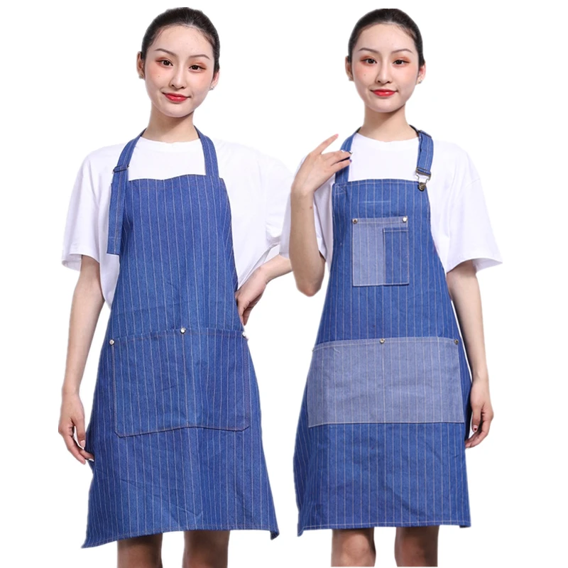 

Модный парусиновый фартук для парикмахерской для мужчин и женщин, для ресторана, выпечки, кухни, рабочая одежда с карманами для инструментов, фартук