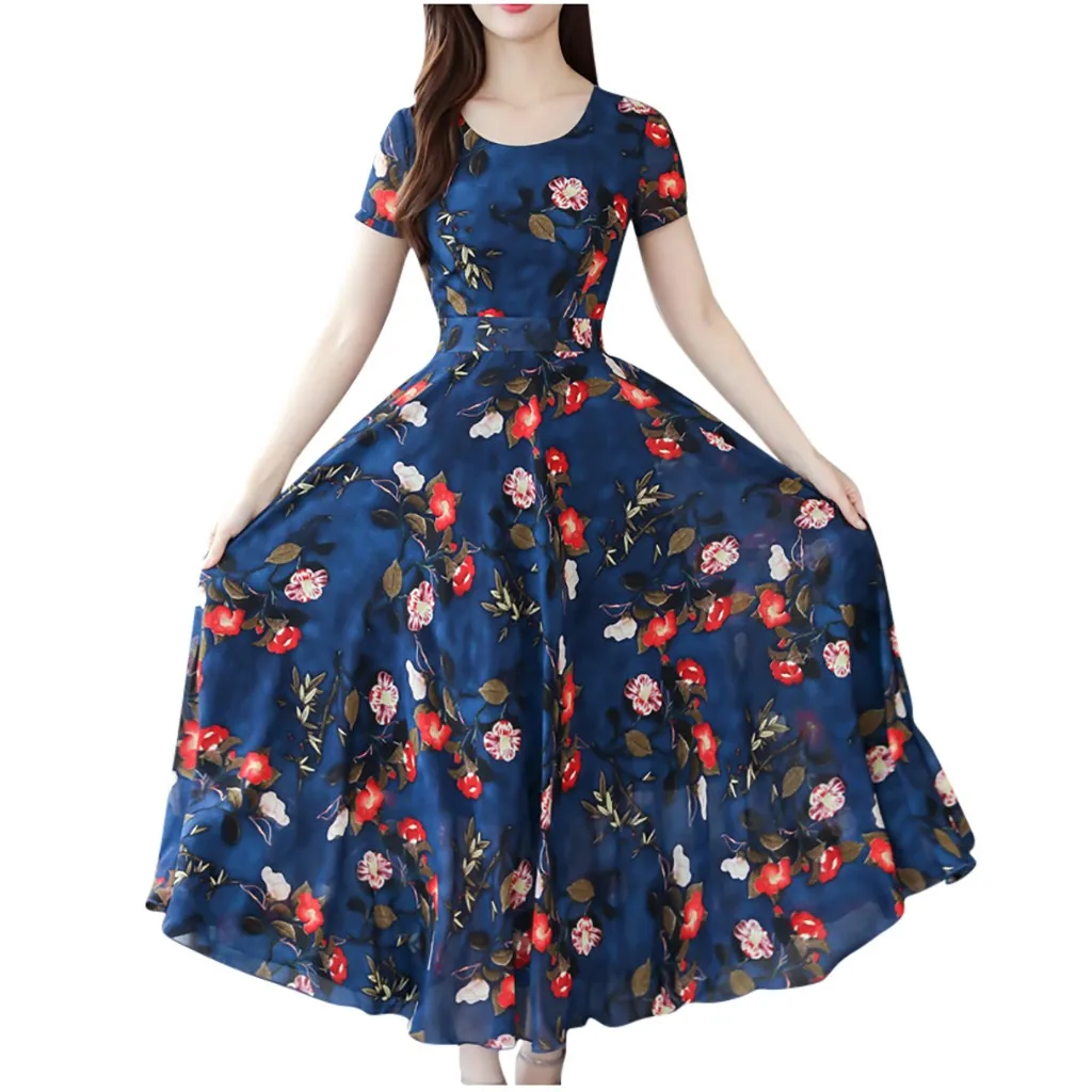 Женское платье на Хэллоуин M-3XL ropa mujer robe femme shein платье с короткими рукавами на лето с коротким рукавом пляжный печать плюс размер платья Z4