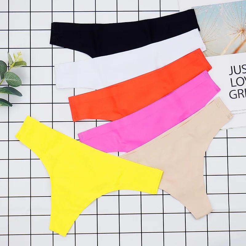 3 шт./упак. бесшовные пикантные Трусики Трусы Ice Silk стринги женские спортивные