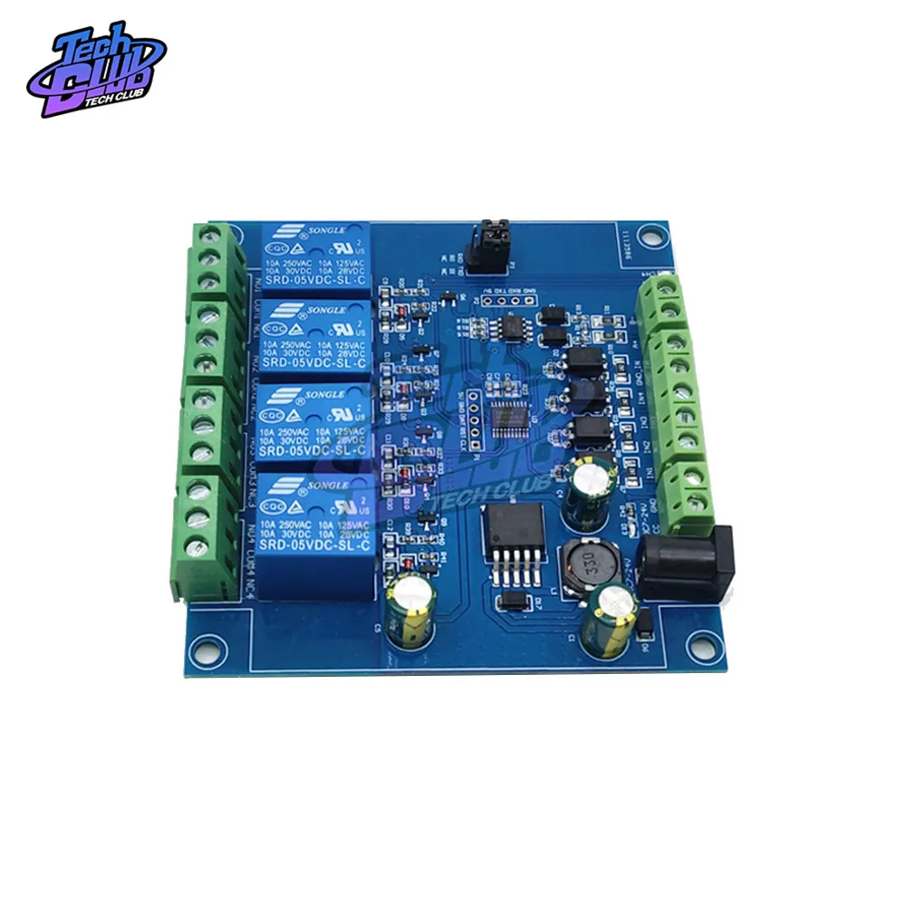 Modbus Rtu7 24V четырехсторонний релейный модуль переключателя ввода и вывода 8bit MCU