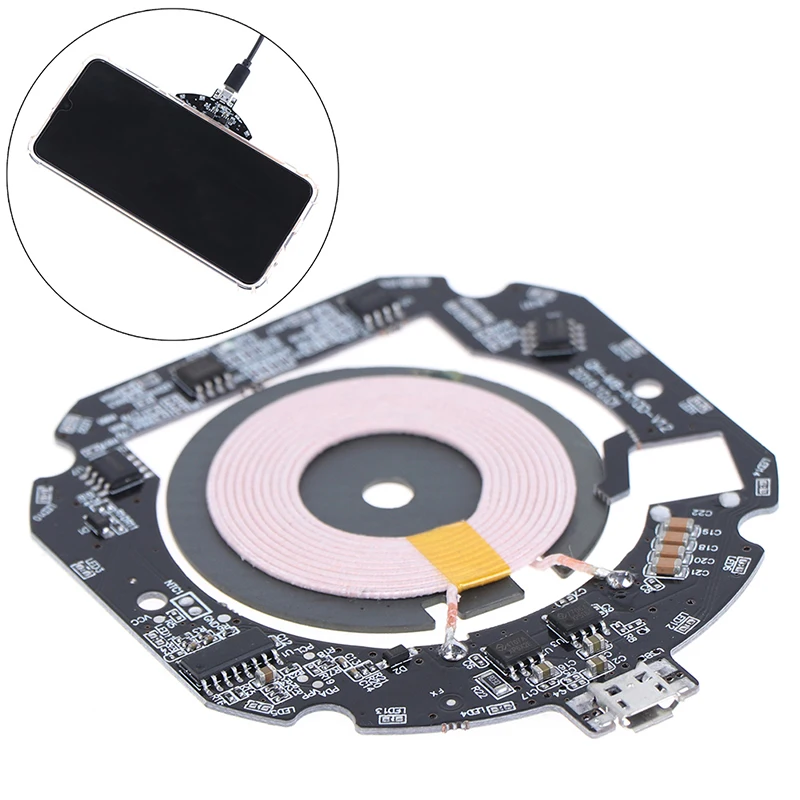 15W Qi Fast Wireless Charger Module Transmitter PCBA Circuit Board + Coil DIY Charging 1pc